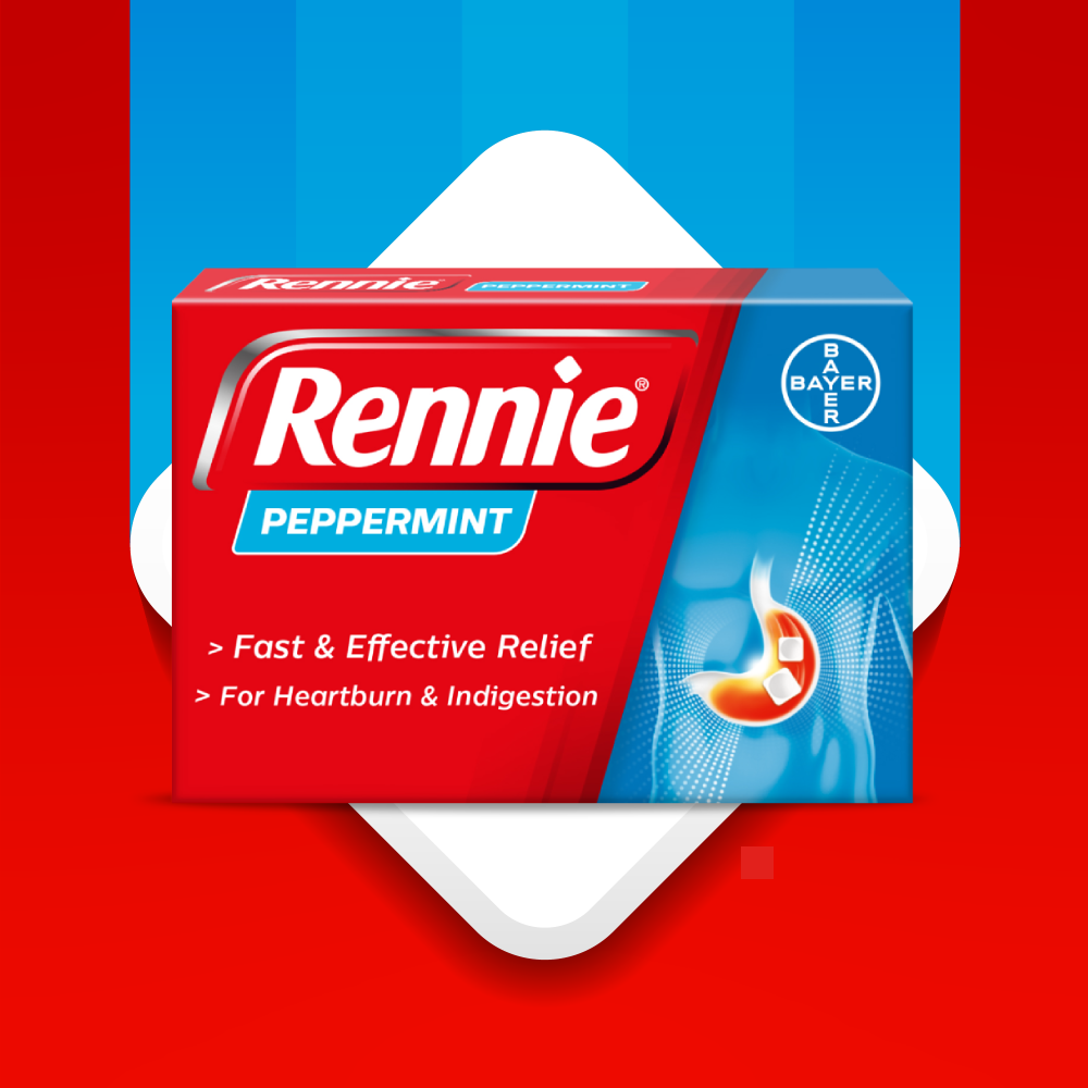 A pack of Rennie Peppermint tablets