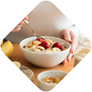 A woman eating oatmeal