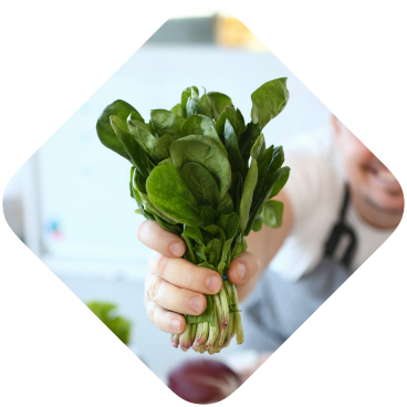 Man holding bunch of herbs